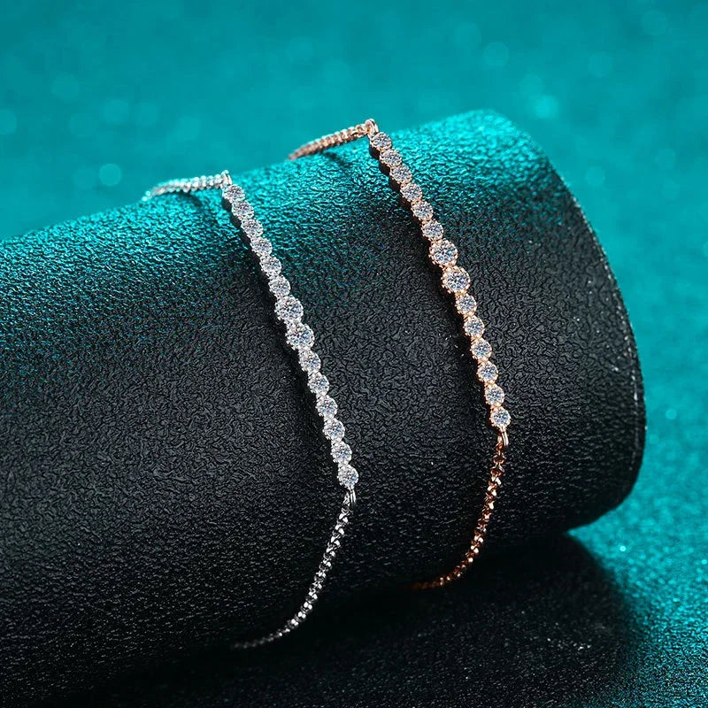 NeeTim Full D VVS1 Moissanite Bracelets for Women S925 Sterling Silver Lab Diamond Bracelet Wedding Birthday Party Jewelry Gift