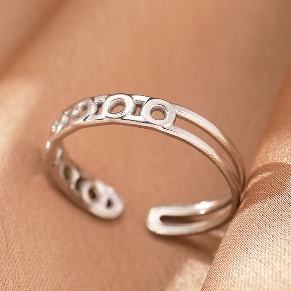 Stainless Steel Rings Simpler Geometric Fashion Vintage Fine Adjustable Open Rings For Women Jewelry Weddings Gifts New Trendy