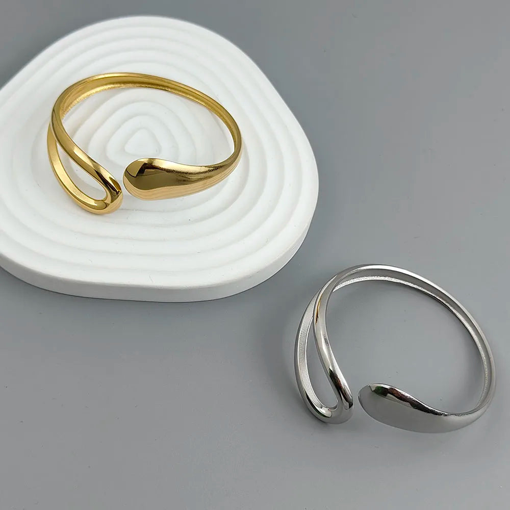 New water drop hollow stainless steel gold plated 18K bracelet, high quality waterproof silver jewelry, gift for couples