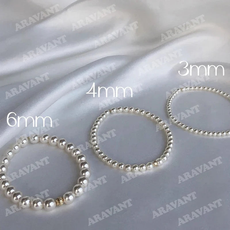 Aravant 925 Silver 3mm/4mm/6mm/8mm Pearl Bracelets Chains For Women Wedding Fashion Jewelry