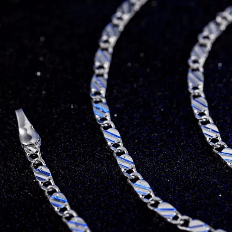 New Luxury 925 Sterling Silver Special 2MM Flat Clavicle Chains Necklaces for Men Women Wedding Jewelry Christmas Gifts 40-75cm