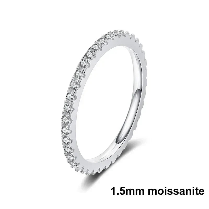 NeeTim D Color 2mm Full Moissanite Diamond Ring for Women Sterling Silver 925 with Gold Plated Wedding Bridal Band Rings Jewelry