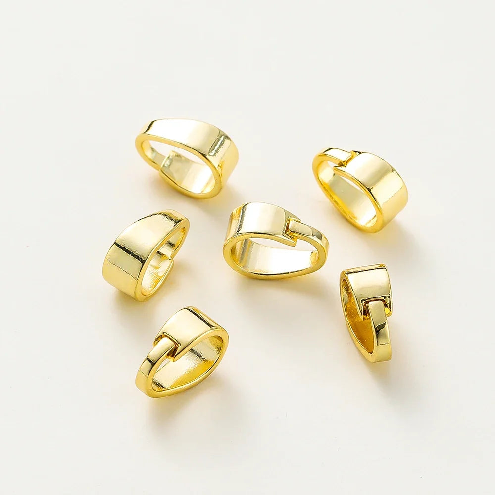 20pcs/lot 14K 18K Gold Color Pendant Pinch Bail Clips Melon Seeds Charm Clasps Connector Bulk For DIY Nacklace Making Findings