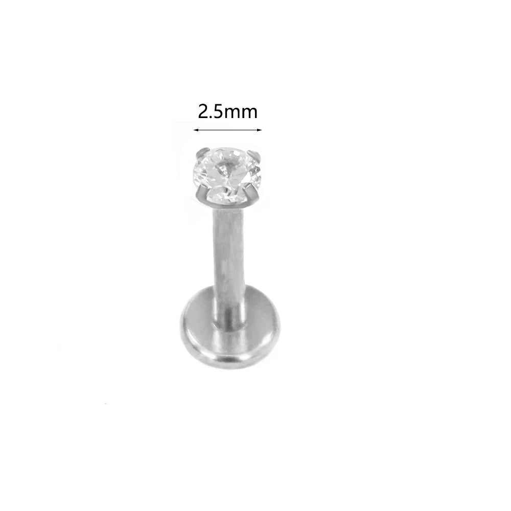 100% 316L Surgical Steel Flower Labret Piercing Butterfly Bee Tragus Snake Cartilage Helix Flat Back CZ Earrings Body Jewelry
