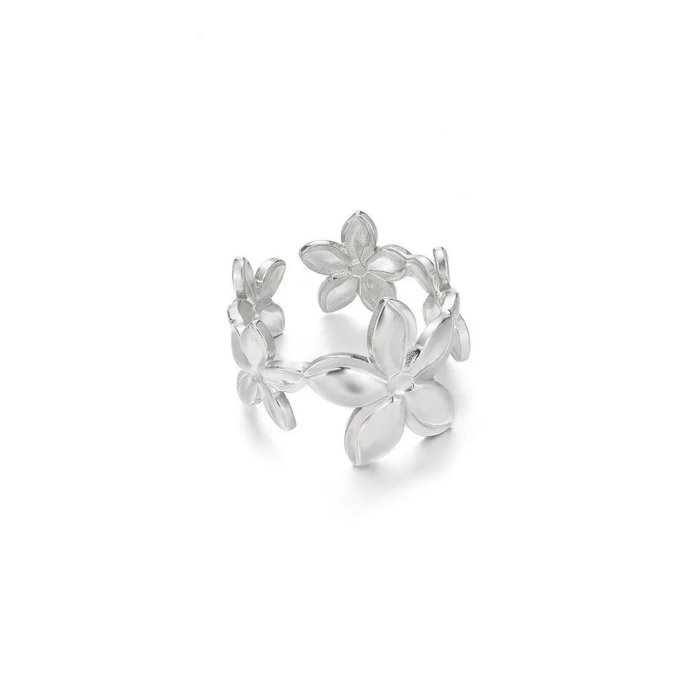 Stainless Steel Exaggerated Big Flower Rings For Women Gold Color Sunflower Finger Ring Female Fashion Aesthetic Jewelry Gift