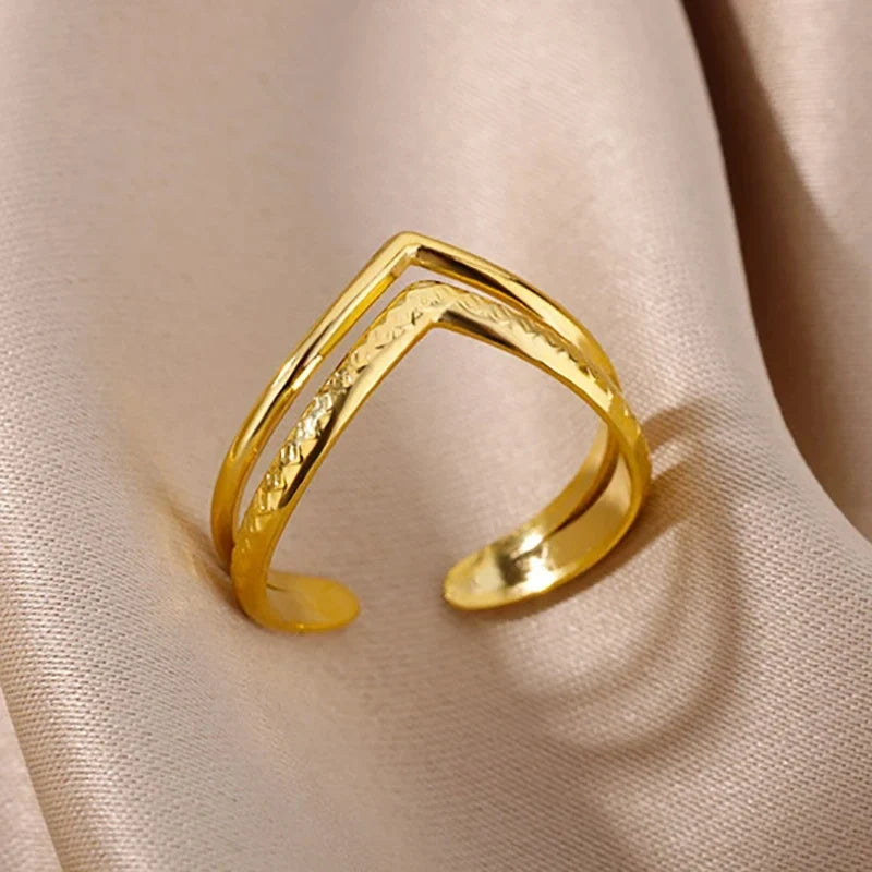 Anti-Stress Rotating Beads Rings for Women Men Gold Color Stainless Steel Double Smooth Beads Finger Ring Party Jewelry Gift