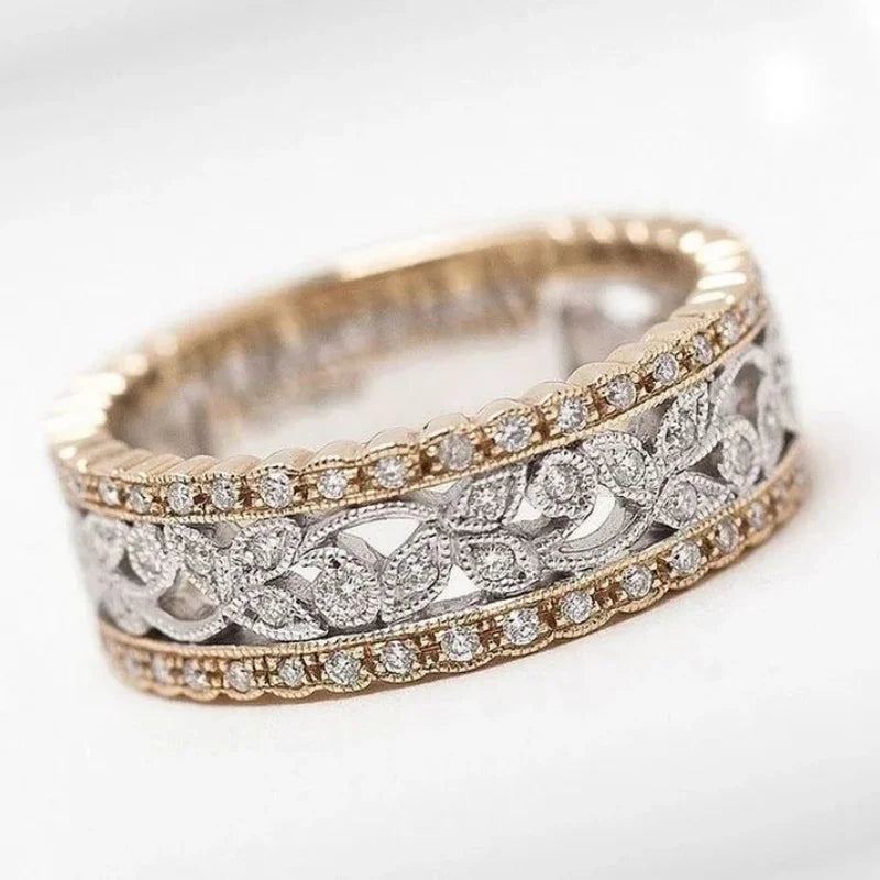 Fashion Minimalist Double Color Inlay Zircon Ring For Women Birthday Party Jewelry Custom Jewelry
