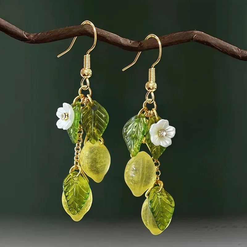 Personalized Lemon Earrings with Long Tassel Summer Fruit Dangle Earrings Versatile Bohemian Jewelry Gift for Women