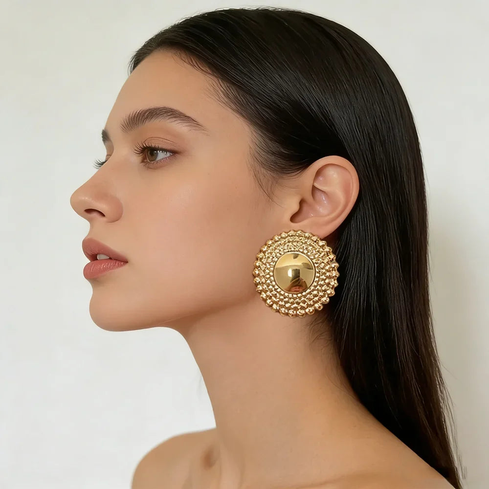 Gold Plated Earrings Jewelry for Women Weddings Design Circle Clip Earrings for Dubai Engagement Bride Luxury Hoop Earrings