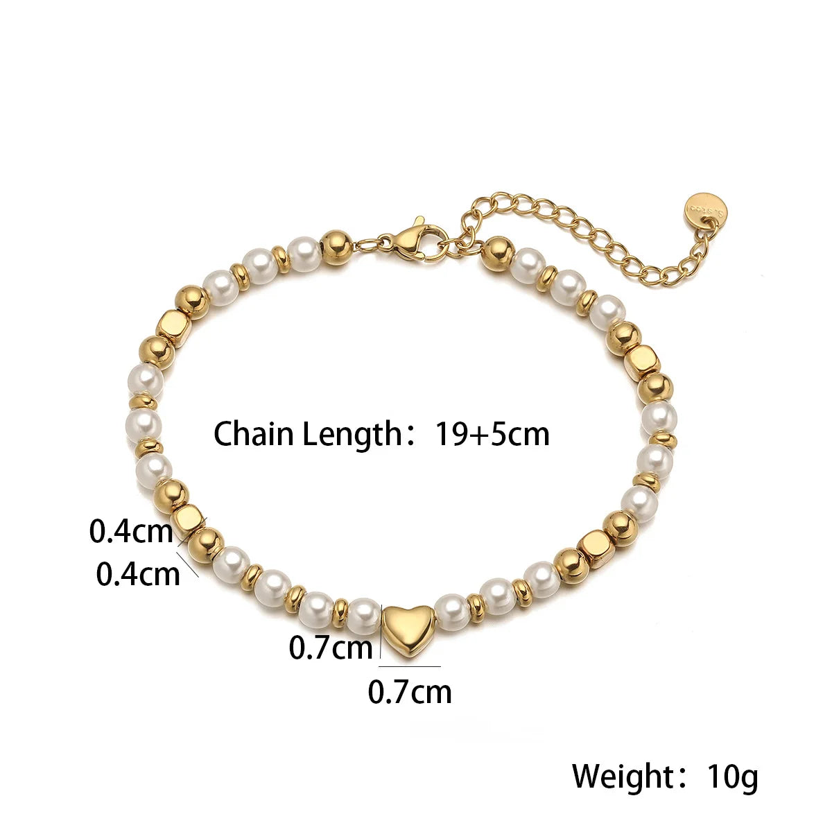 NEWBUY 2025 Trendy Gold Color Non-Fading Stainless Steel Beads Pearl Heart Bracelet For Women Daily Jewelry Accessories