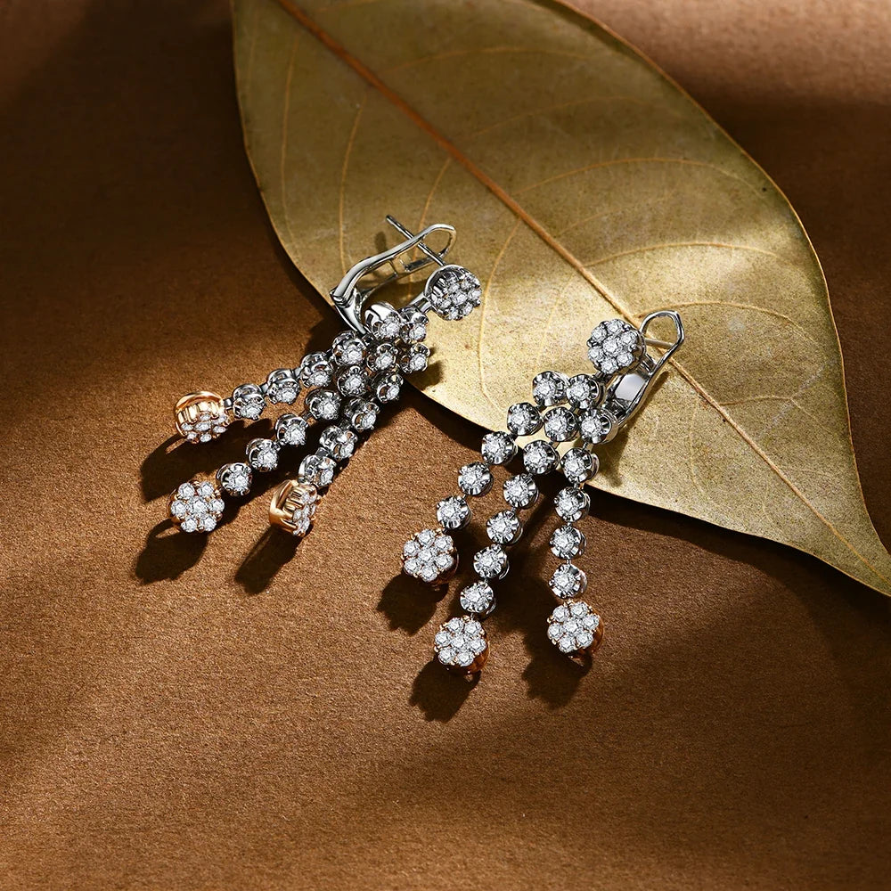 MINTYBOX 2.59ct S925 Sterling Silver Diamond Moissanite Drop Earrings for Women 18k Gold Plated Luxury Wedding Fine Jewelry