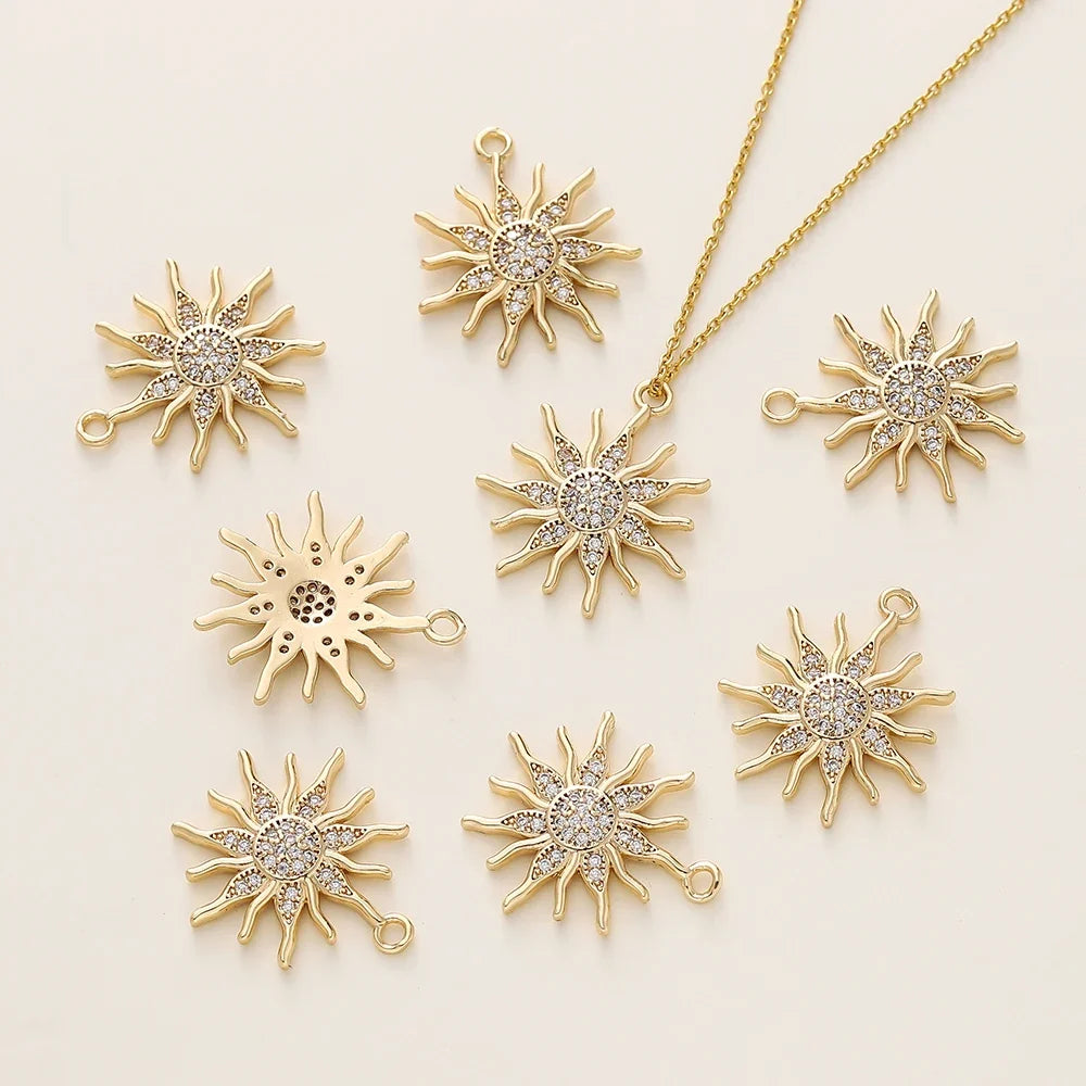 2/4Pcs 18K Gold Color Plated Various Leaves Charms Pendants with Zircon for DIY Necklace Jewelry Making Supplies Accessories