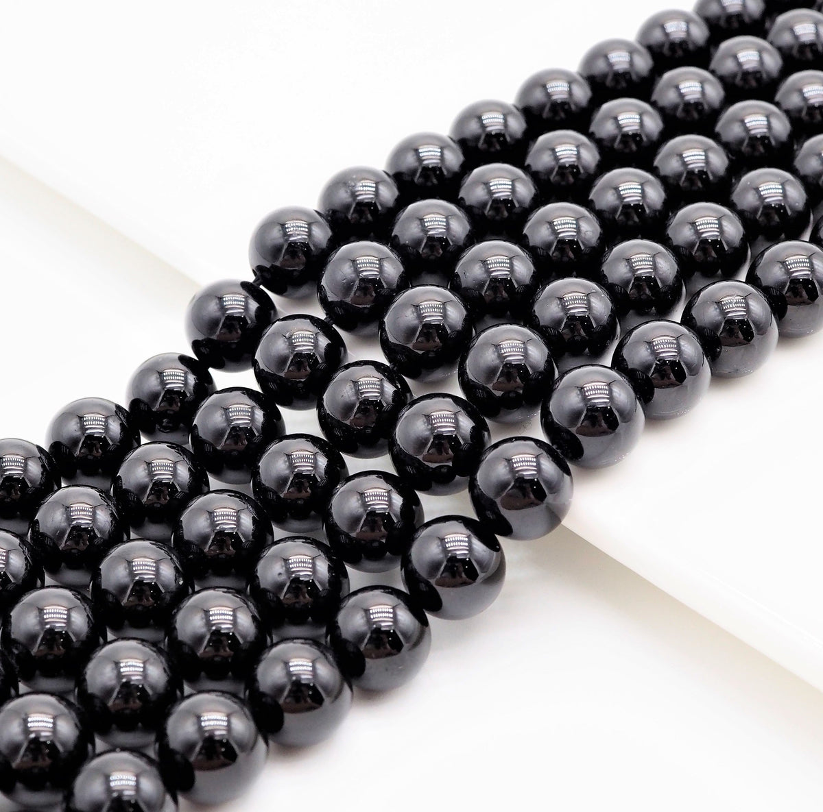 Quality Natural Black Tourmaline Round Smooth Beads,  SKU#U310