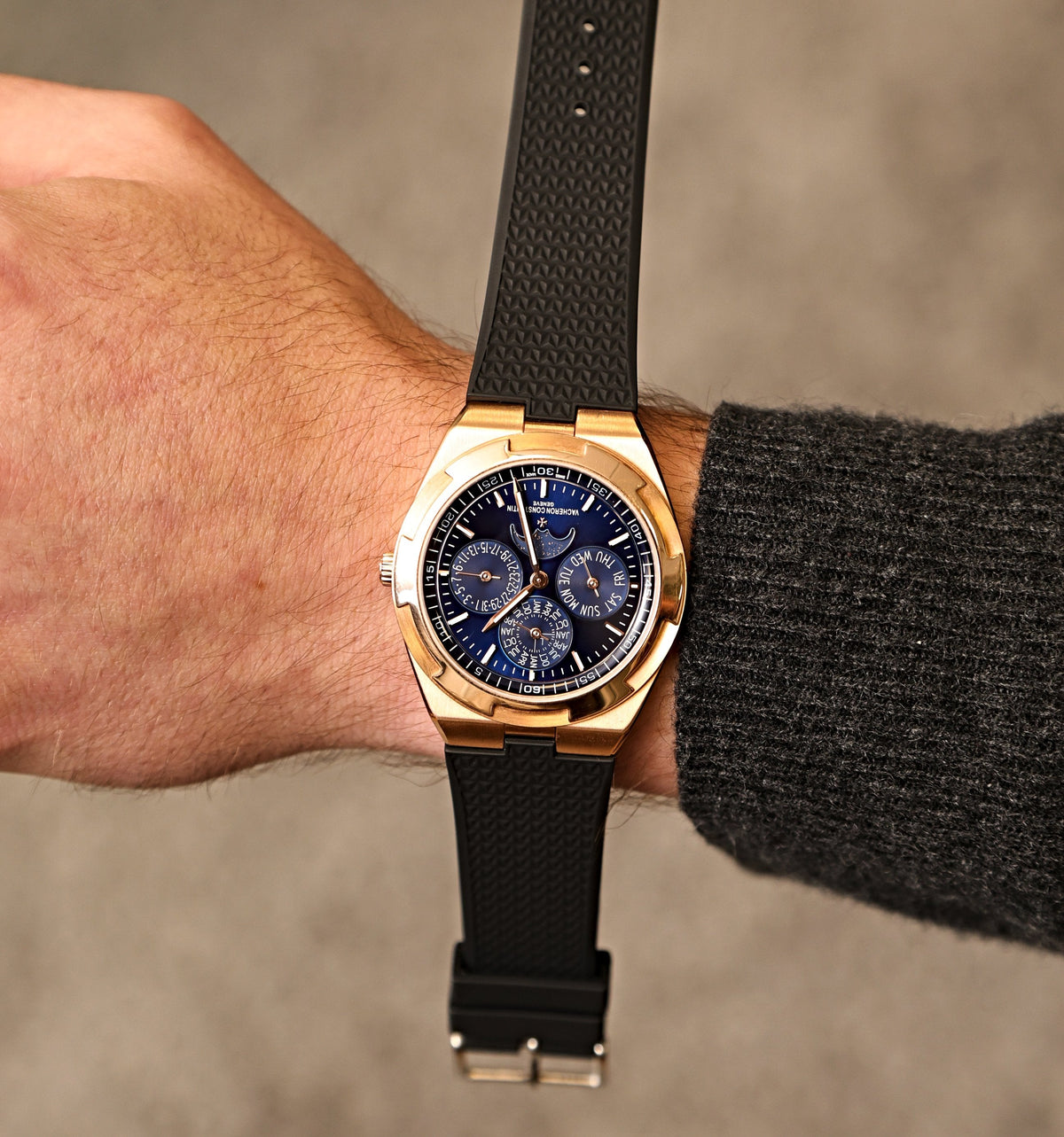 Tuxedo Black - Integrated Quick Release Rubber Watch Strap For Vacheron Constantin Overseas