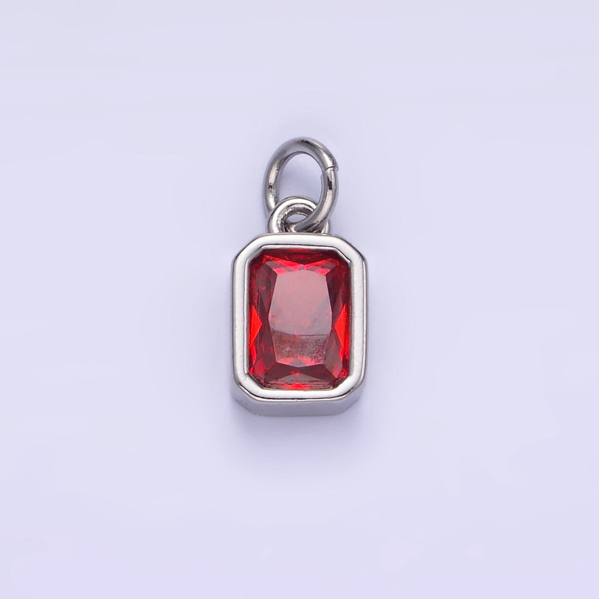 14K Gold Filled Birthstone CZ Baguette Bezel Charm in Gold & Silver | W721 - W728