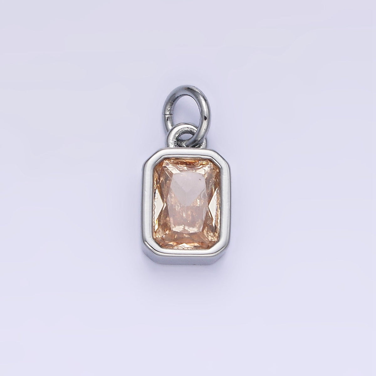 14K Gold Filled Birthstone CZ Baguette Bezel Charm in Gold & Silver | W721 - W728