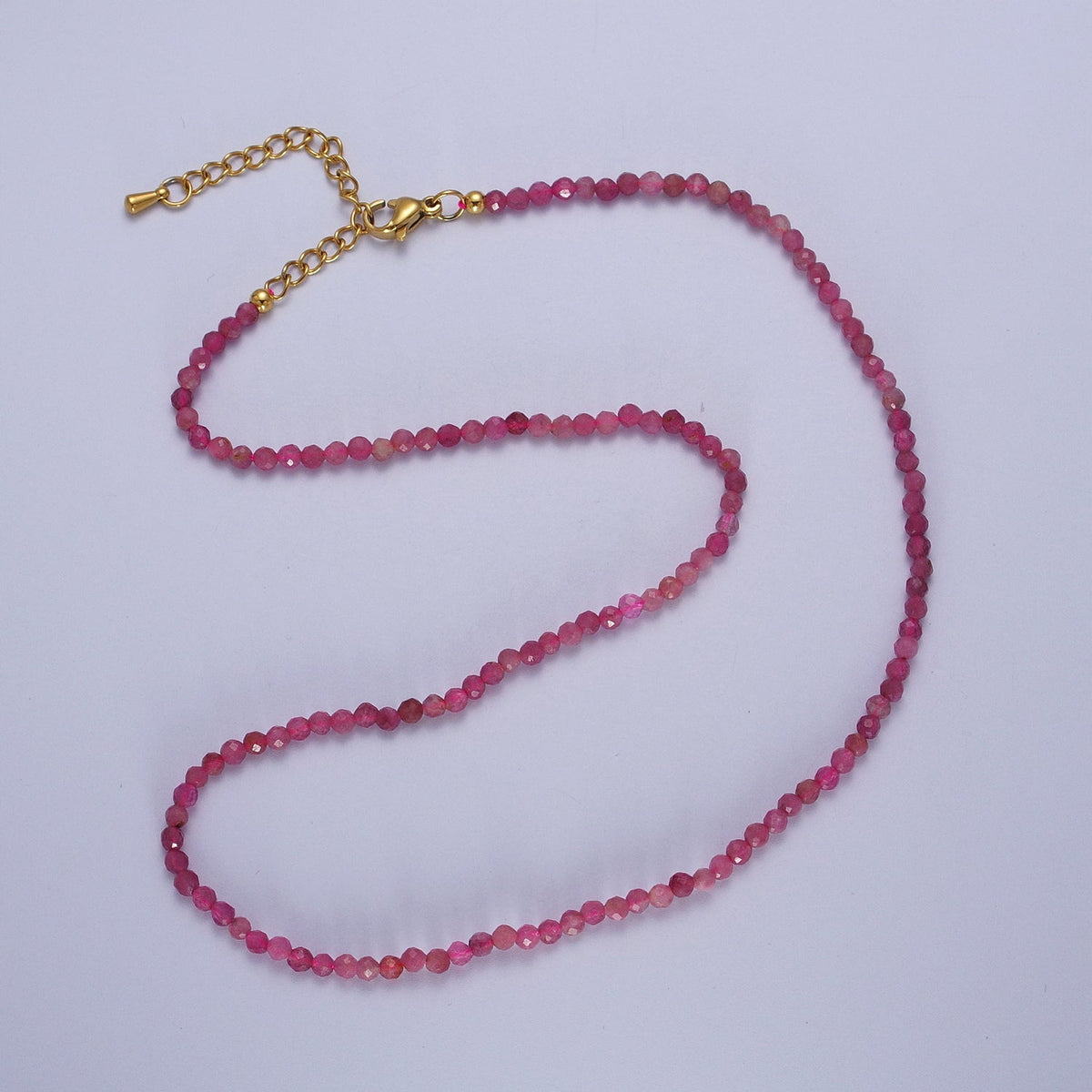 Multifaceted Matte 2.8mm Gemstone Bead 16 Inch Choker Necklace | WA-1469 - WA-1478 Clearance Pricing