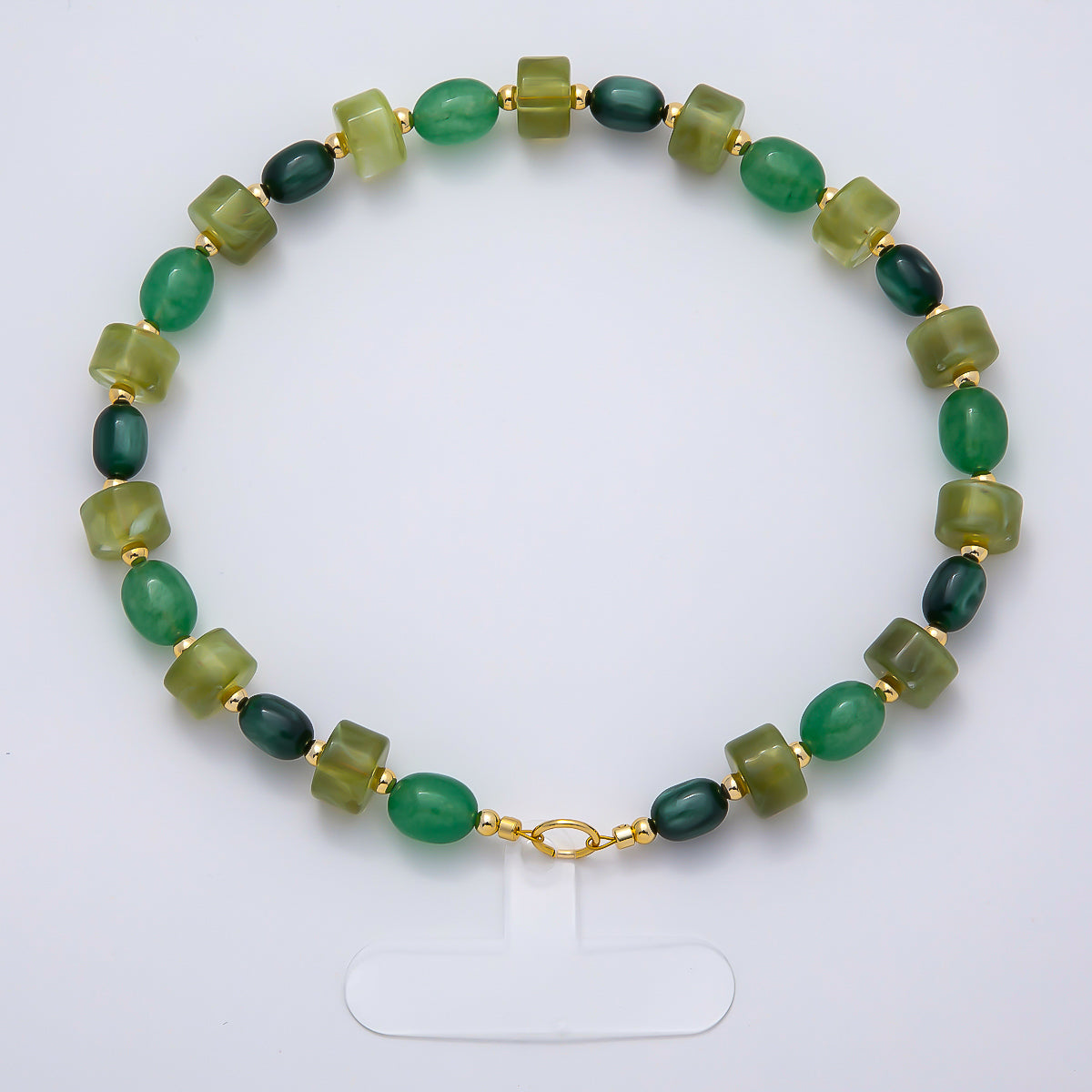 Handmade Green, Red, Pink, Grey, Blue Rondelle Gemstone Phone Lanyard Wristlet | WB-00332 ~ WB-00340