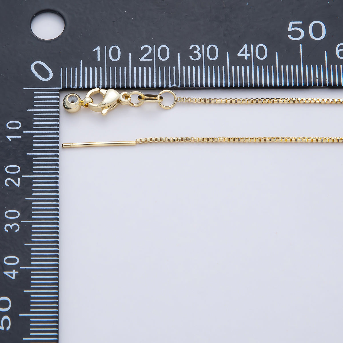 16K Gold Filled 1mm Minimalist Box Chain 19 Inch Slider Needle Adjustable Necklace | WA-04212