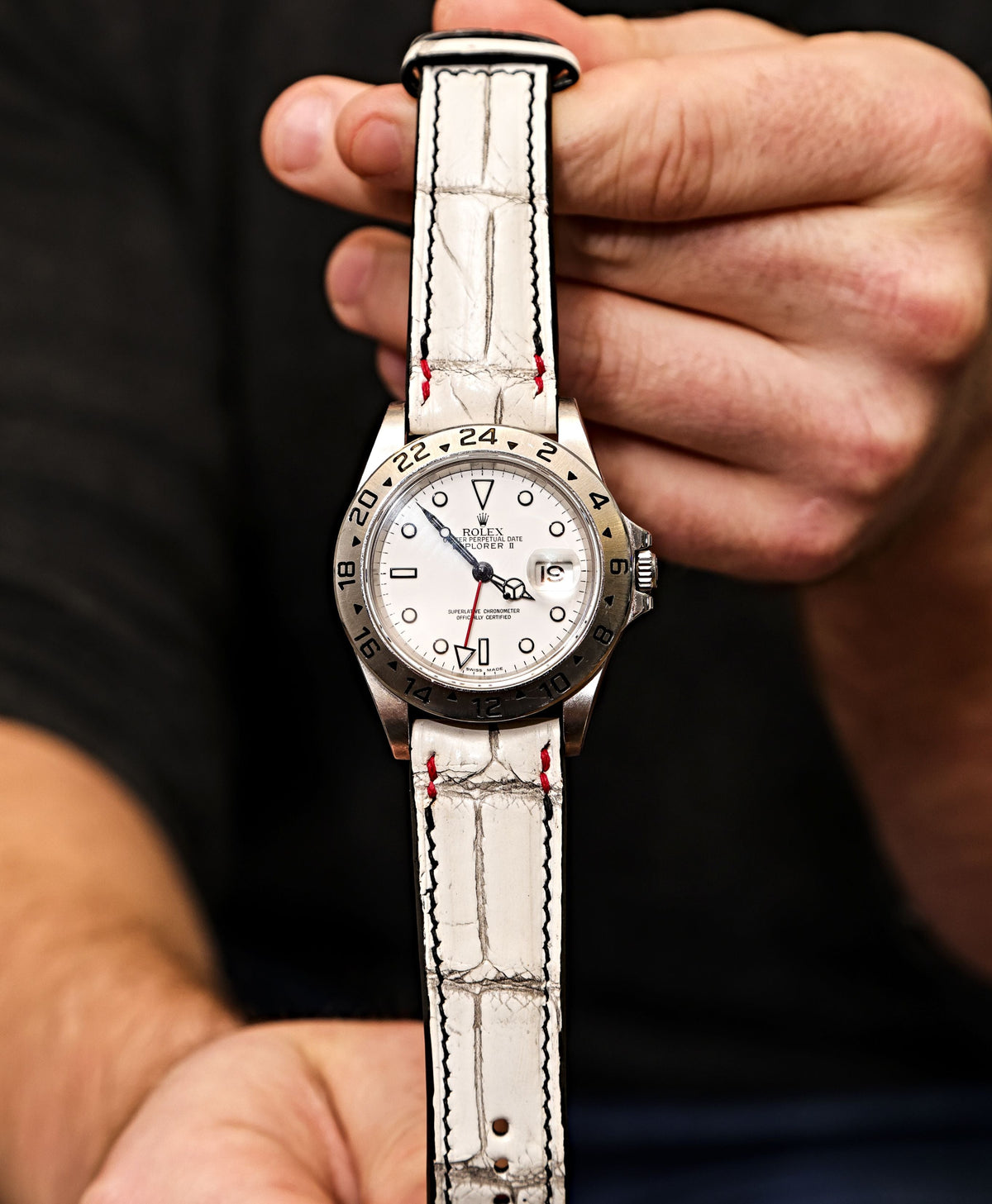Ivory Vein White Alligator Leather Watch Strap 20mm