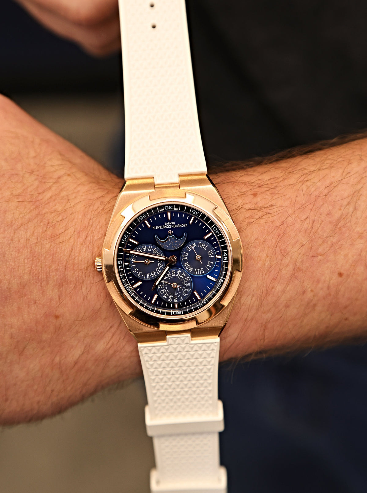 Polar White - Integrated Quick Release Rubber Watch Strap For Vacheron Constantin Overseas