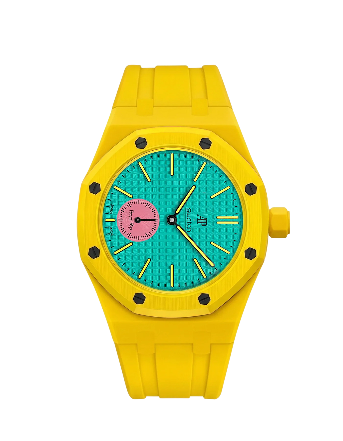 Rubber Strap & Case For AP x Swatch Royal Pop Rubber Strap - Lemon Yellow