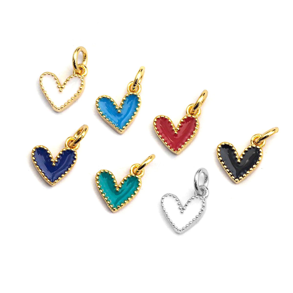 Gold Silver Cute Enamel heart charm, SKU#Z410