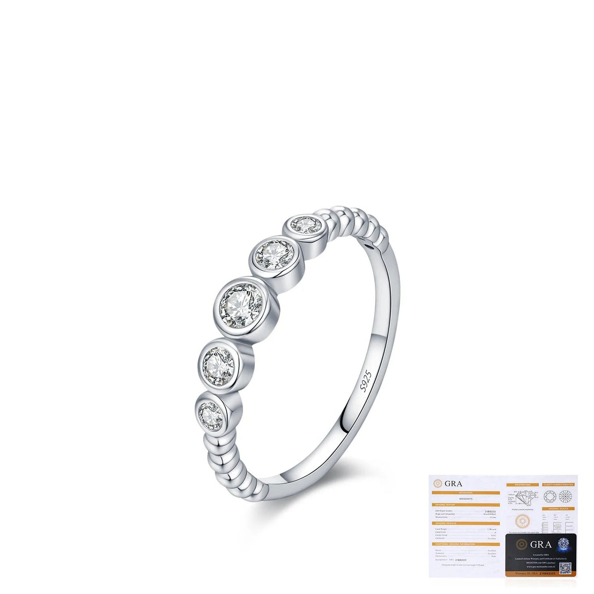 Bubble-Shape D-Color VVS1 Moissanite Engagement Ring in Sterling Silver – Stackable Everyday Jewelry