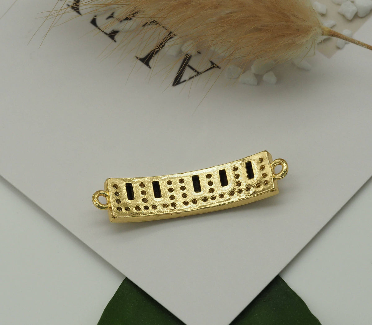 CZ Black Enamel Piano Board charm, Sku#FH196