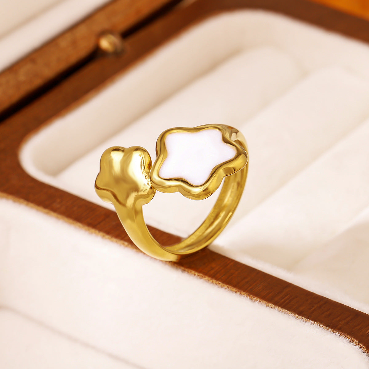 Ins Style 18K Gold Plated Stainless Steel Enamel Open Ring Multicolor Adjustable Bold Ring For Women