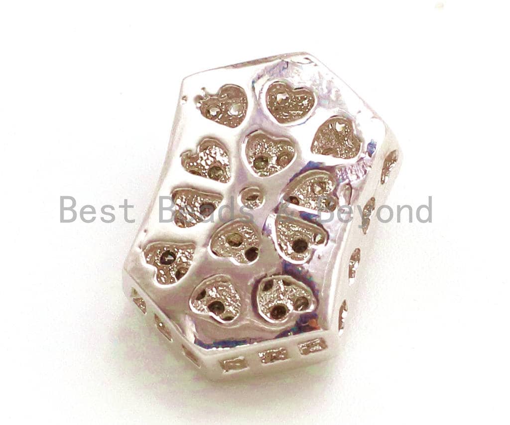 CZ Micro Pave Irregular Hexagon Tassel Head Beads, Cubic Zirconia Spacer Beads, Separator beads, 22x15x5mm, sku#G150
