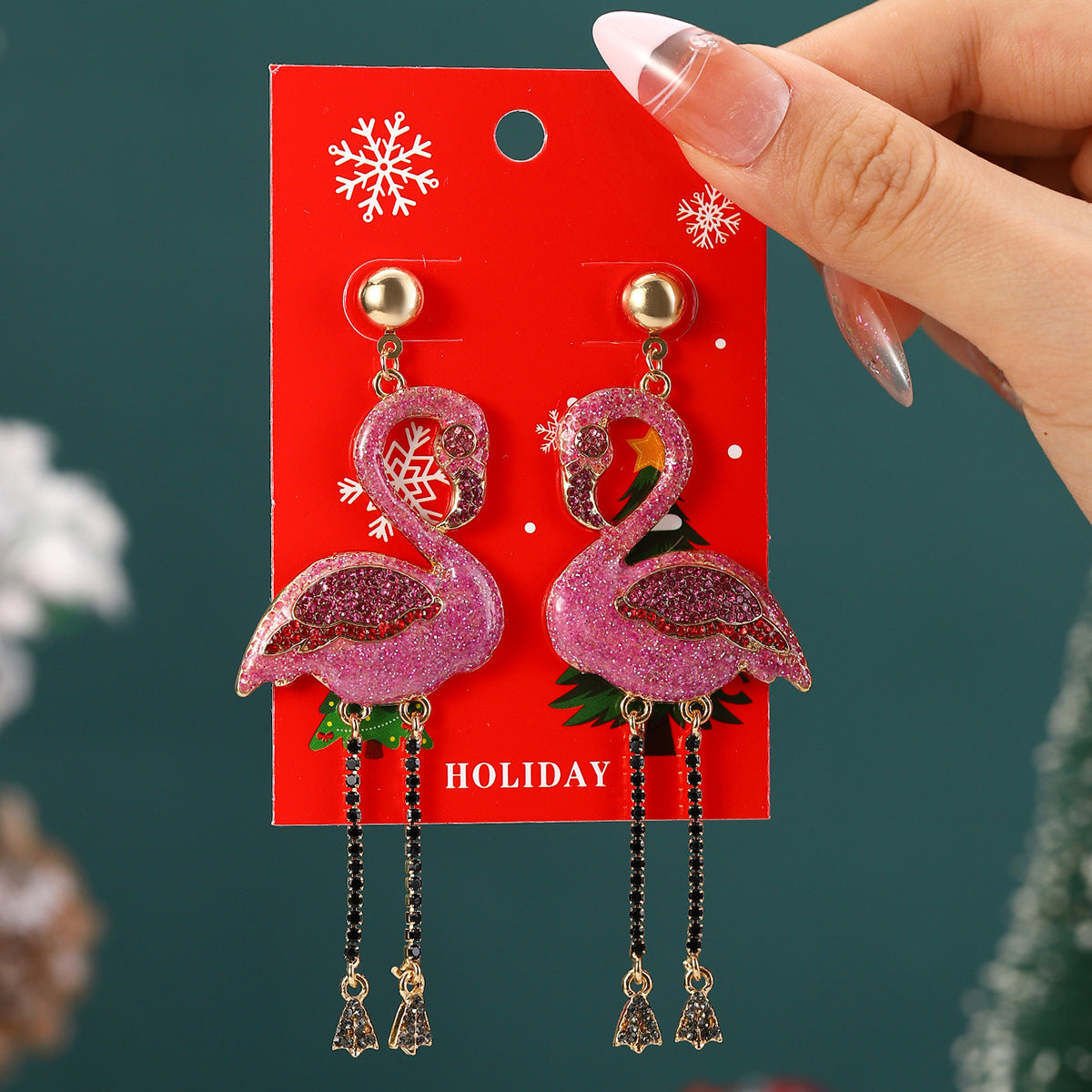European And American Cross-Border Hot Selling New Christmas Pendant Earrings Cartoon Diamond Alloy Material Christmas Earrings Series Wholesale