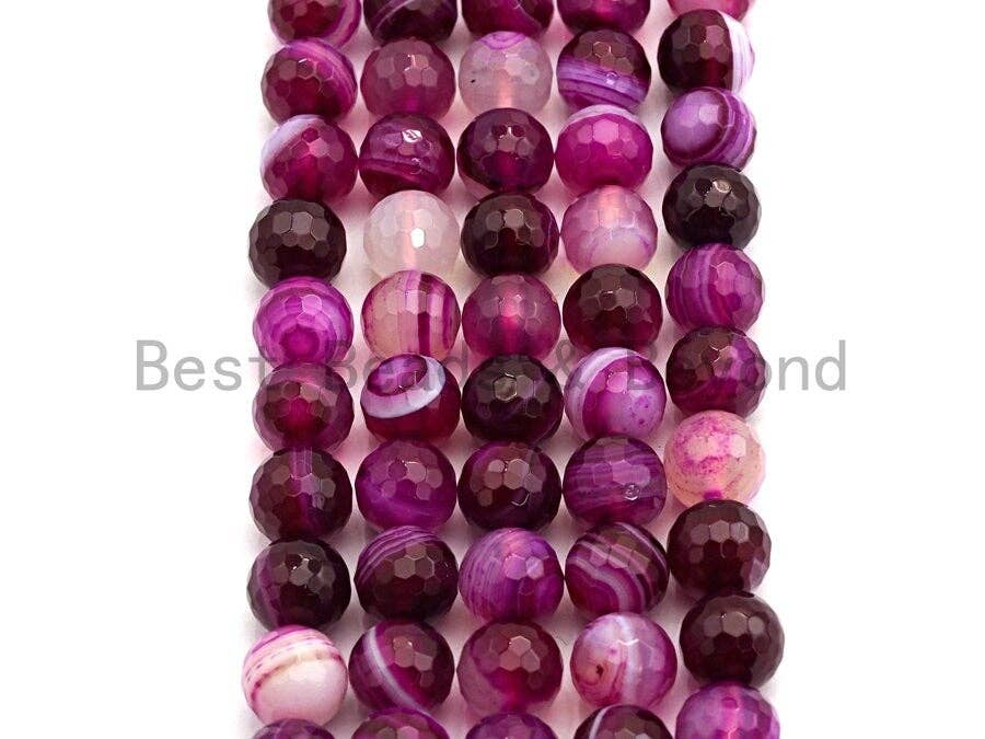 High Quality Faceted Purple Banded Agate beads, 6mm/8mm/10mm/12mm Violet Agate Gemstone beads, Natural Agate Beads,15.5inch strand, SKU#U451