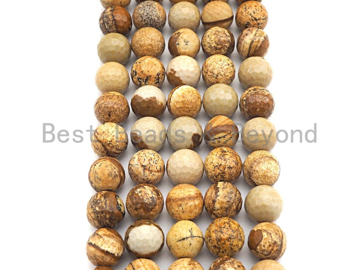 Quality Picture Jasper Beads, 8mm/10mm/12mm round faceted beads, Natural Jasper, sku#U525