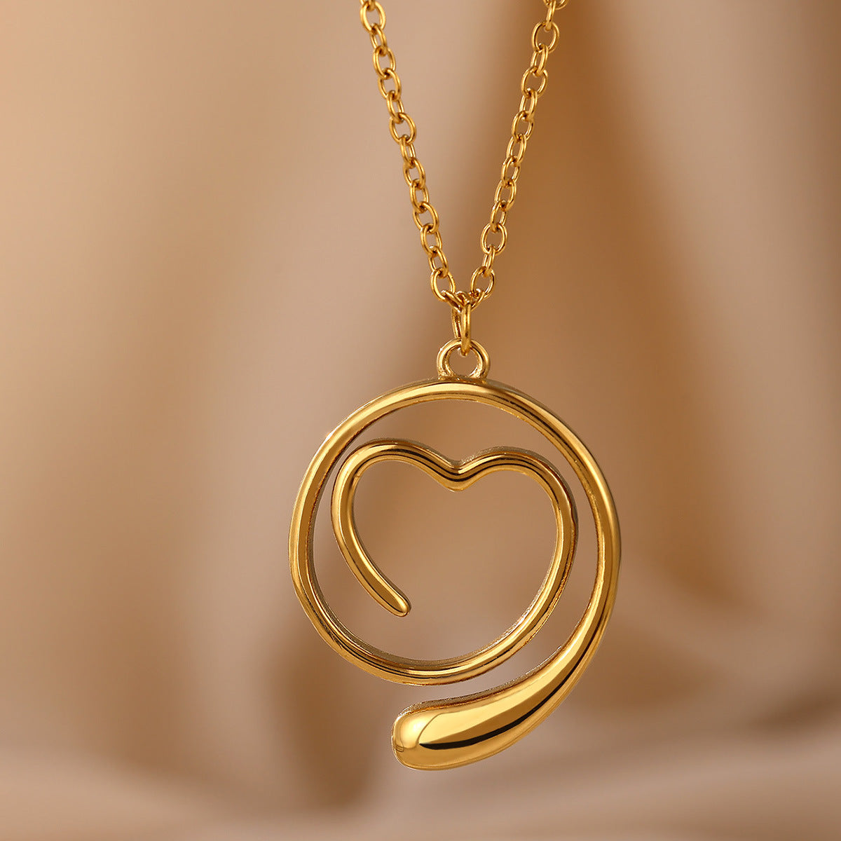 Geometric Heart-Shaped Droplet Minimalist Necklace For Women
