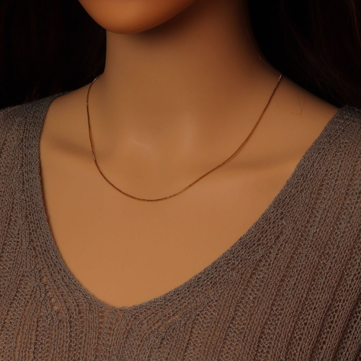 0.8mm Thin Gold Finished Box Chain Necklace, sku#JD07