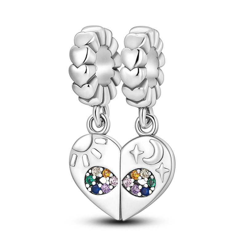 Sisterhood Friendship PendantSilverplated Beaded Heart Bestie Gift