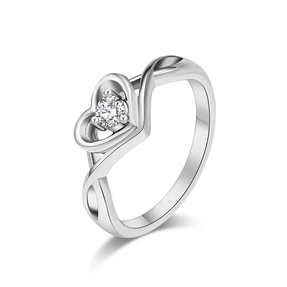INS Fashion Women's Heart-shaped Clip-in Cast Ring