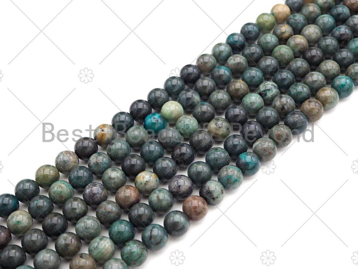 Natural Dark Green Jade Round Smooth Beads, 6mm/8mm/10mm Genuine Jade, 15.5'' Full Strand, Sku#U1066