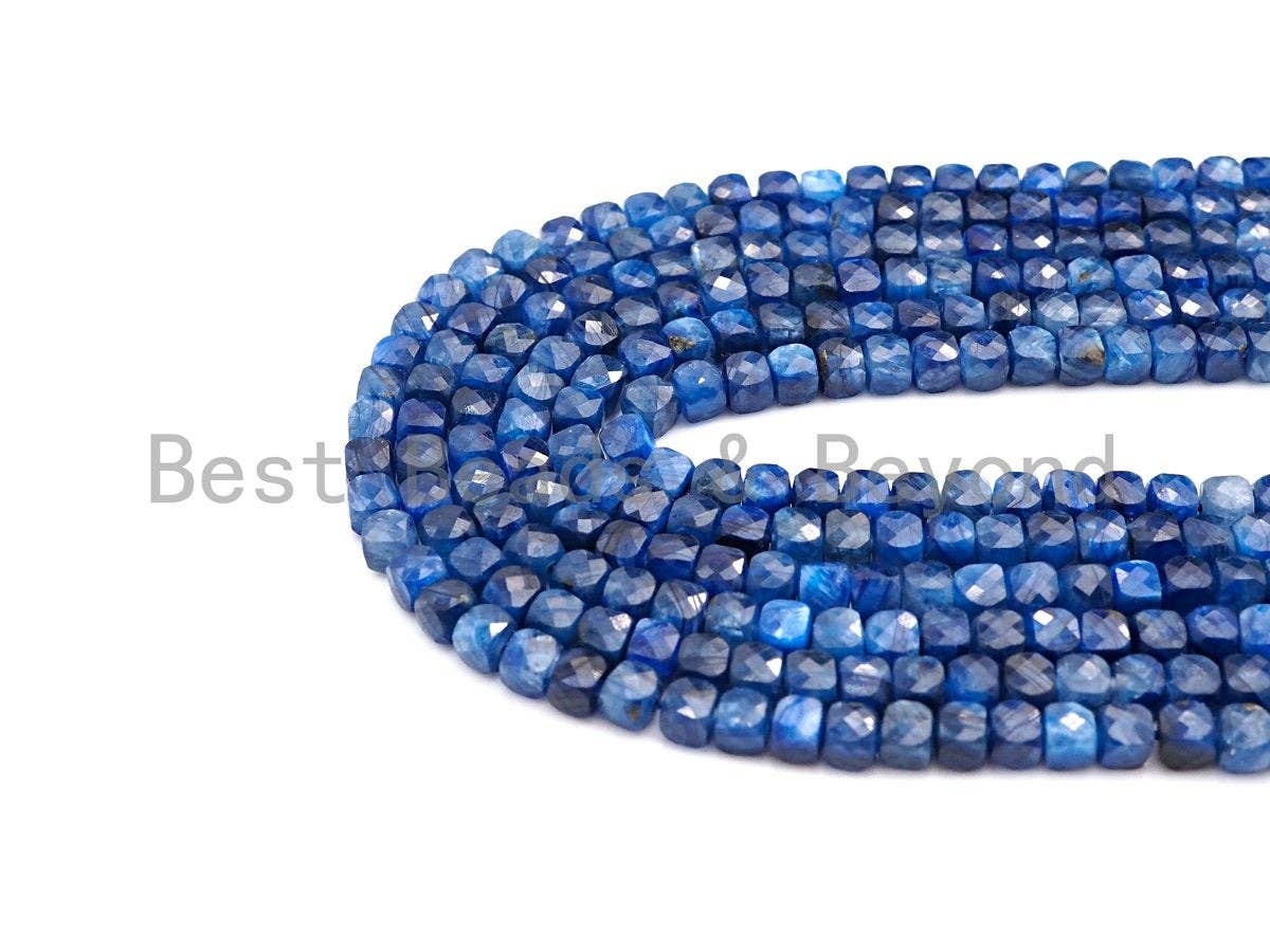 High Quality Natural kyanite Beads, 4mm Kyanite Faceted Cube Beads, 16" Full Strand , Sku#U813