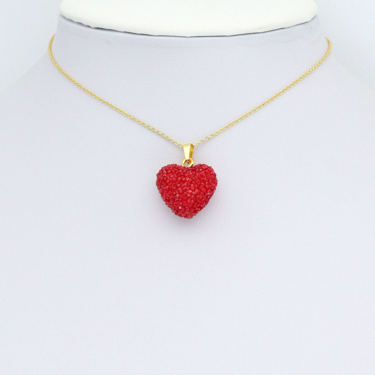 White Red Puffy Heart Charm Pendant,Sku#LD720