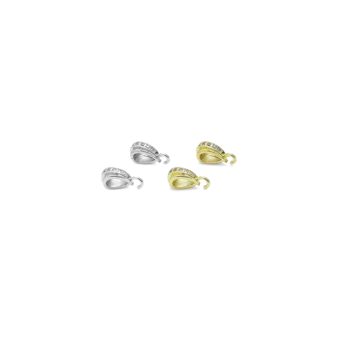 CZ Pave Gold Silver Charm Holder, Bail Holder, Sku#A246