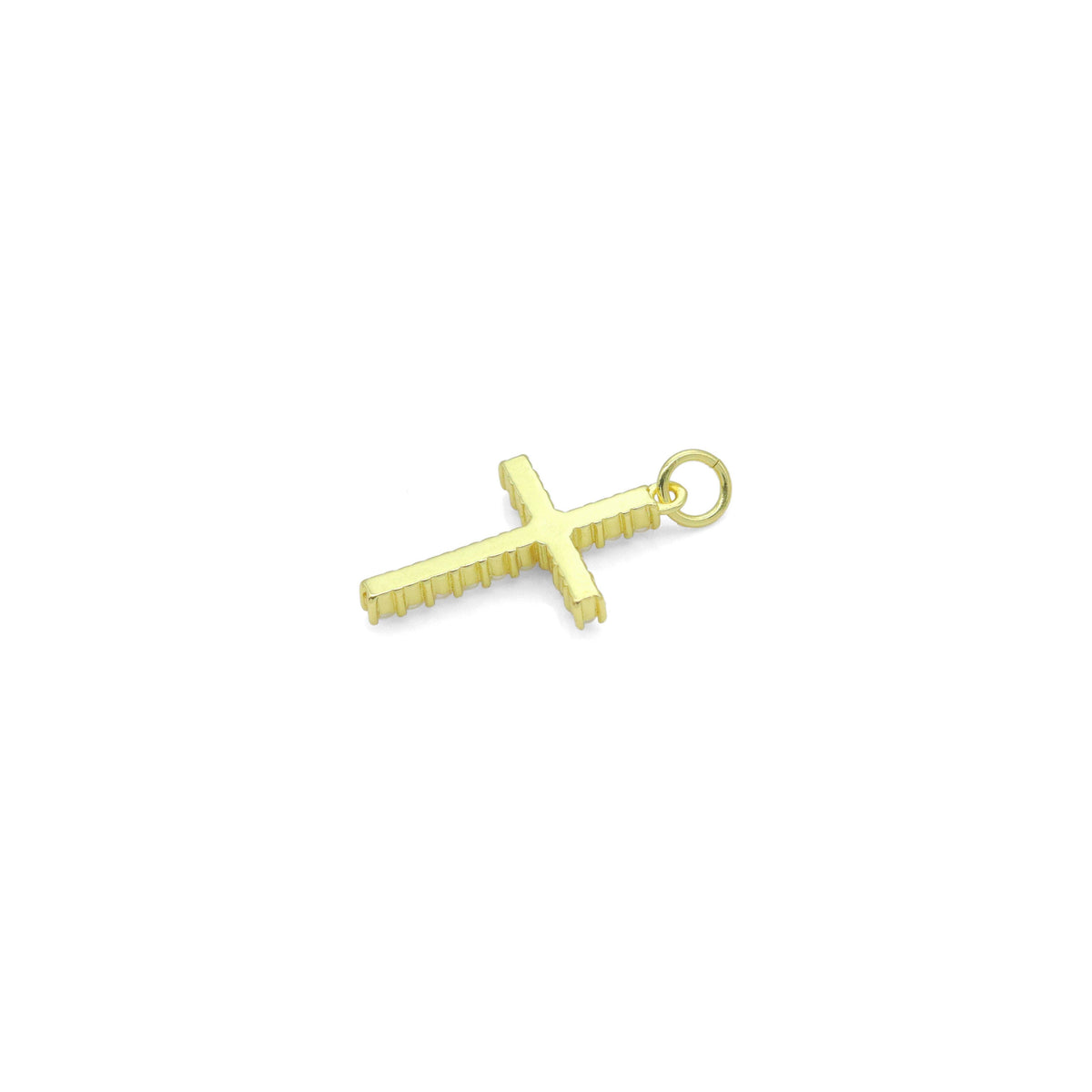 White Pearl Gold Silver Cross Shape Charm Pendant, Sku#LX740