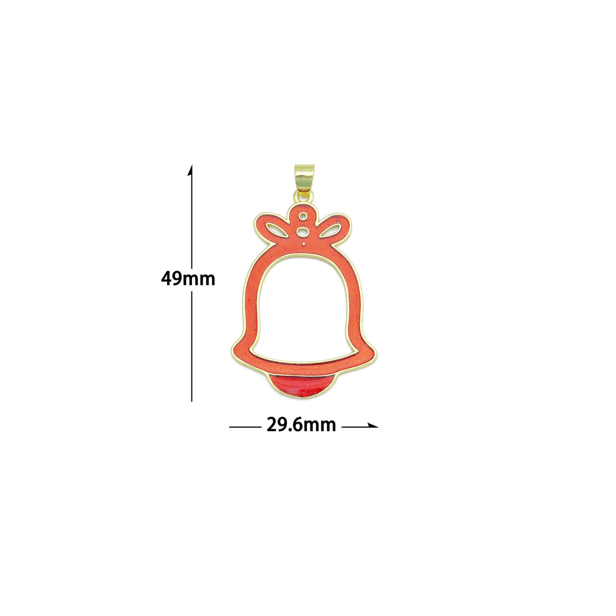 Red Enamel Gold Christmas Bell Charm Pendant,Sku#LK1208
