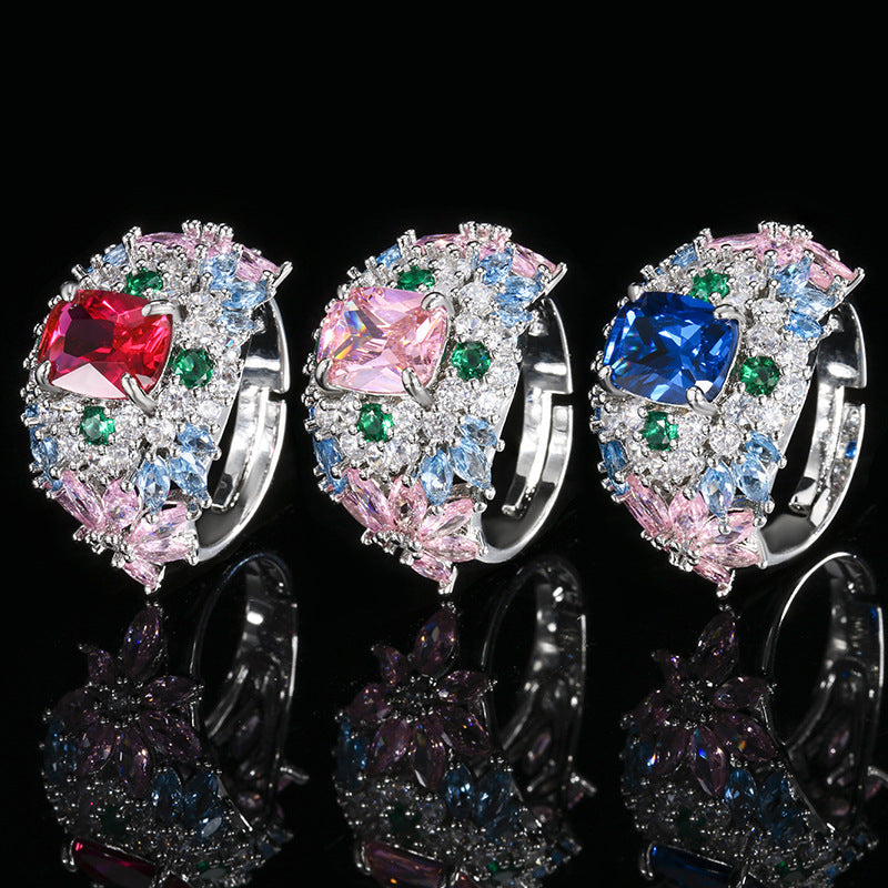 New Fashion Gemstone Ring, European & American Style, High-End, Versatile & Light Luxury For Women