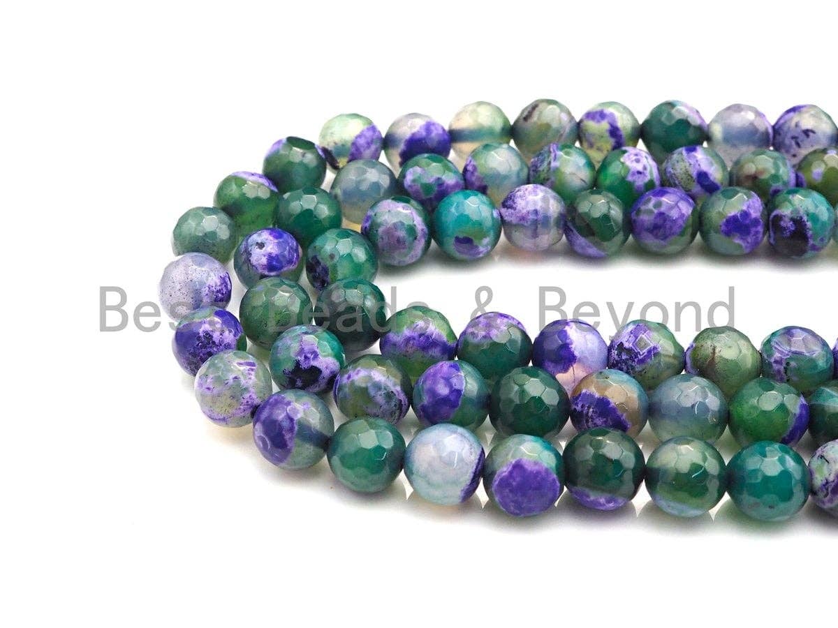 Natural Green Purple Fire Agate Beads, 6mm/8mm/10mm Round Faceted Fire Agate Beads, 15.5" Full Strand, Sku#UA71