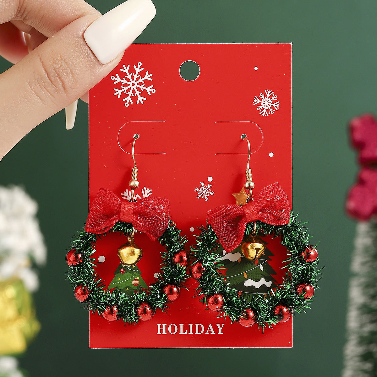 European And American Cross-Border Hot Selling New Christmas Pendant Earrings Cartoon Diamond Alloy Material Christmas Earrings Series Wholesale