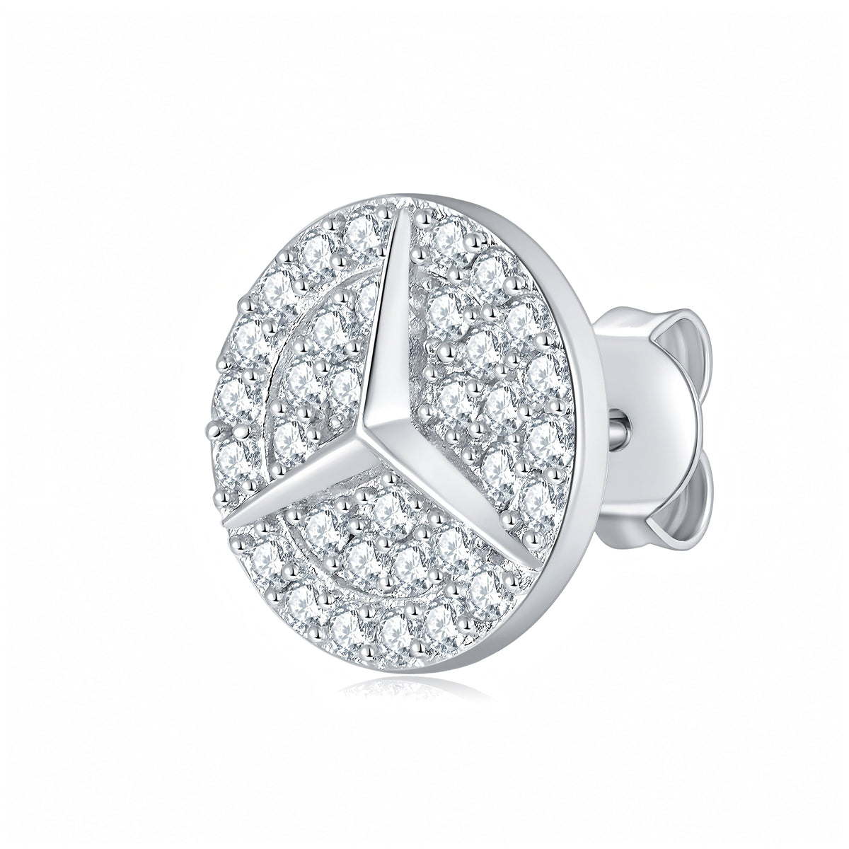 S925 Sterling Silver Moissanite Stud Earrings  Round Pave Three Pointed Star Geometric Design With GRA Certificate Platinum Plated Gift Box Set For Women Or Men