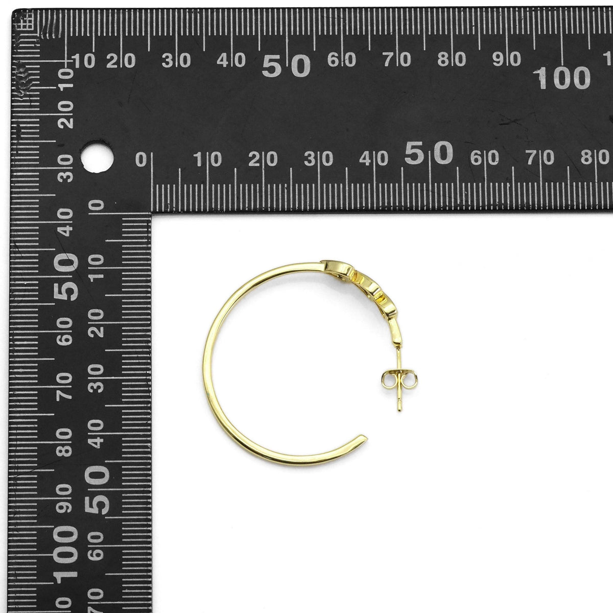 Clear CZ Gold Heart Hoop Earrings, Sku#LX257