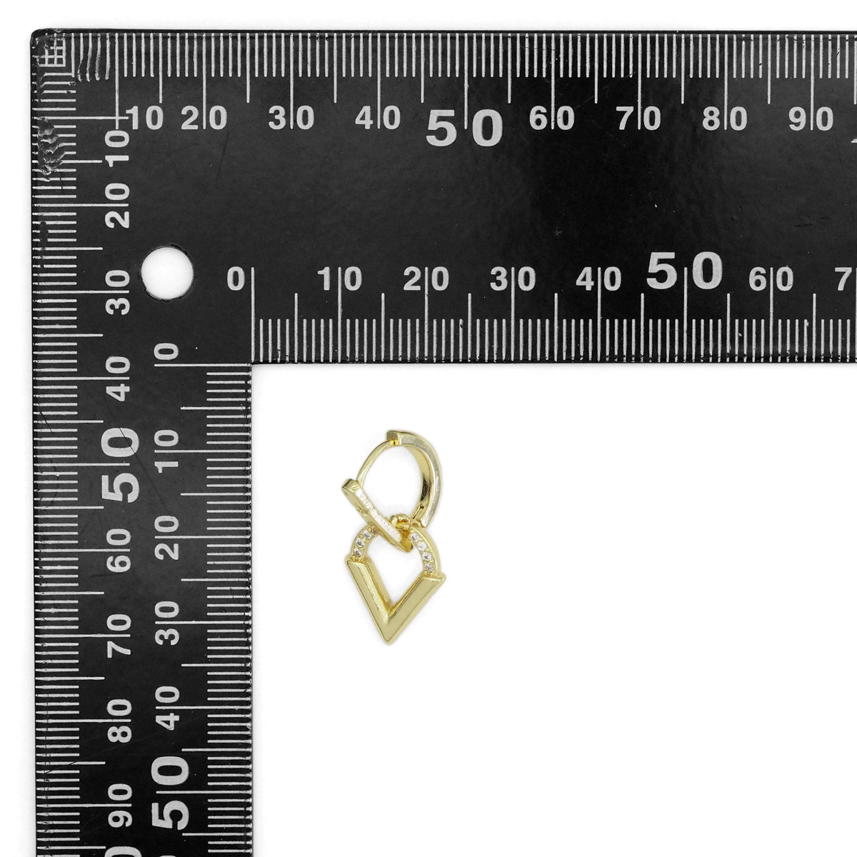 CZ Gold Triangle Arrow Hoop Earrings, Sku#LK901